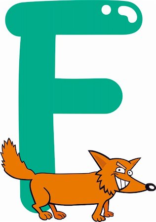 preliminary - cartoon illustration of F letter for fox Stock Photo - Budget Royalty-Free & Subscription, Code: 400-06086627