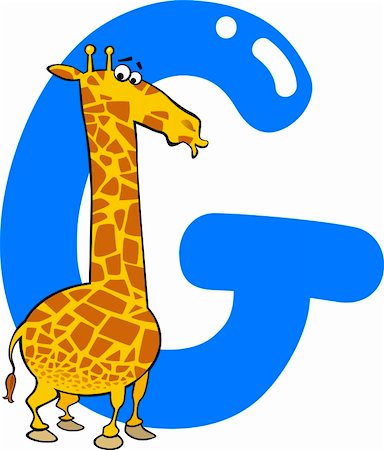 spell book - cartoon illustration of G letter for giraffe Stock Photo - Budget Royalty-Free & Subscription, Code: 400-06086629