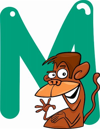 cartoon illustration of M letter for monkey Stock Photo - Budget Royalty-Free & Subscription, Code: 400-06086647