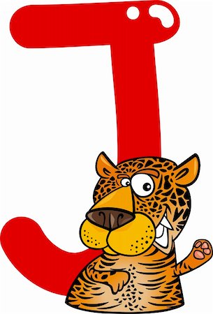 cartoon illustration of J letter for jaguar Stock Photo - Budget Royalty-Free & Subscription, Code: 400-06086640