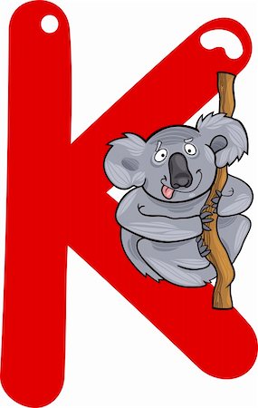 cartoon illustration of K letter for koala Stock Photo - Budget Royalty-Free & Subscription, Code: 400-06086642