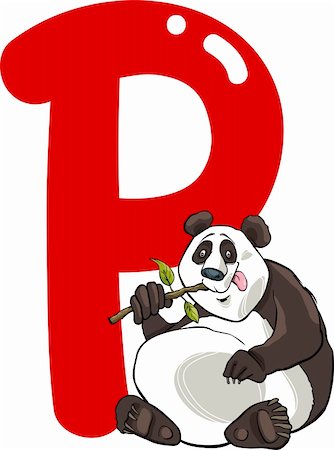 preliminary - cartoon illustration of P letter for panda Stock Photo - Budget Royalty-Free & Subscription, Code: 400-06086660