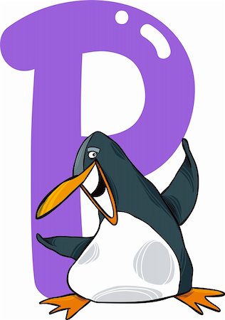 simsearch:400-06086687,k - cartoon illustration of P letter for penguin Photographie de stock - Aubaine LD & Abonnement, Code: 400-06086663