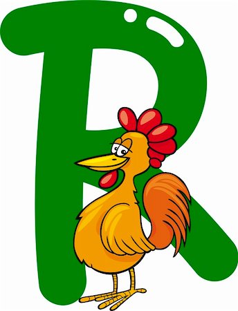 simsearch:400-06086688,k - cartoon illustration of R letter for rooster Stock Photo - Budget Royalty-Free & Subscription, Code: 400-06086678