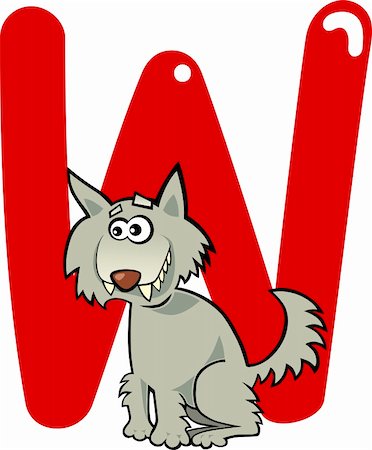 simsearch:400-06086666,k - cartoon illustration of W letter for wolf Stock Photo - Budget Royalty-Free & Subscription, Code: 400-06086699