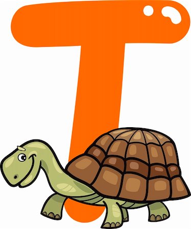 cartoon illustration of T letter for turtle Stock Photo - Budget Royalty-Free & Subscription, Code: 400-06086692