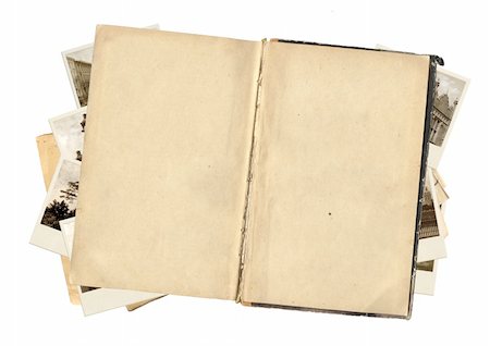 diary page - Old book and photos for scrapbooking design. Isolated over white Stock Photo - Budget Royalty-Free & Subscription, Code: 400-06086785