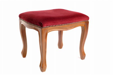 simsearch:400-04683565,k - stool in velvet and wood in front of white background Stock Photo - Budget Royalty-Free & Subscription, Code: 400-06086827