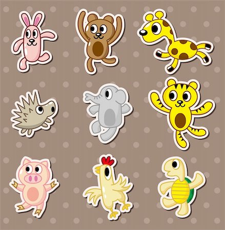 pictures rabbit turtle - animal stickers Stock Photo - Budget Royalty-Free & Subscription, Code: 400-06087260