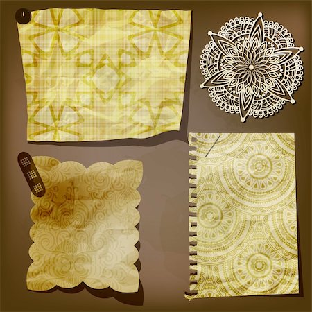 simsearch:400-08555680,k - Scrap template of vintage paper pieces and lacy flower Stock Photo - Budget Royalty-Free & Subscription, Code: 400-06087419