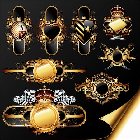 set of ornamental golden labels, this illustration may be useful as designer work Stock Photo - Budget Royalty-Free & Subscription, Code: 400-06087564