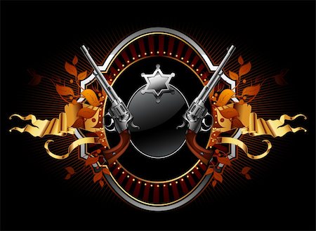 sheriff star with guns ornate frame, this illustration may be useful as designer work Stock Photo - Budget Royalty-Free & Subscription, Code: 400-06087569