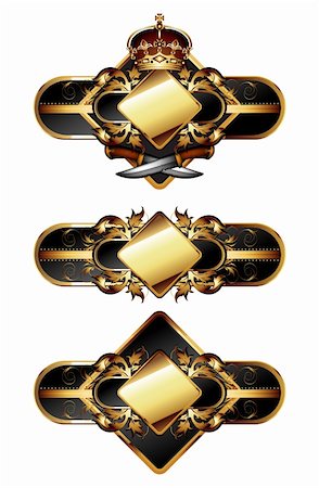 set of ornamental golden labels, this illustration may be useful as designer work Stock Photo - Budget Royalty-Free & Subscription, Code: 400-06087563