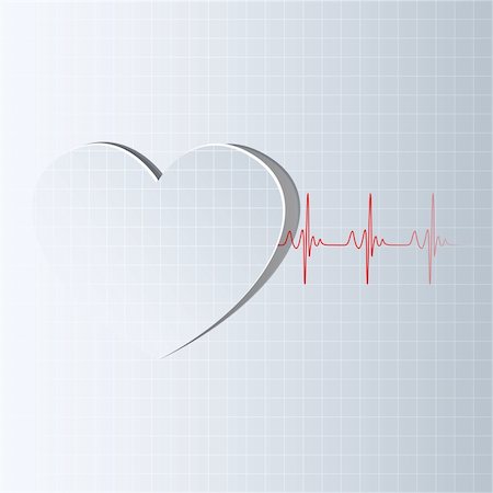 illustration of life line coming out from heart cutout Photographie de stock - Aubaine LD & Abonnement, Code: 400-06087605