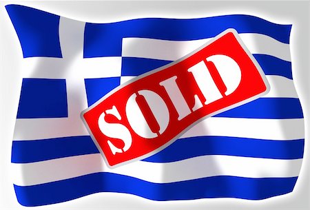 flag greece 3d - greece crisis concept flag with sold sign, clipping path included Stock Photo - Budget Royalty-Free & Subscription, Code: 400-06087617