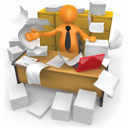 Businessman trying to make some space on his messy office. Photographie de stock - Aubaine LD & Abonnement, Code: 400-06087830