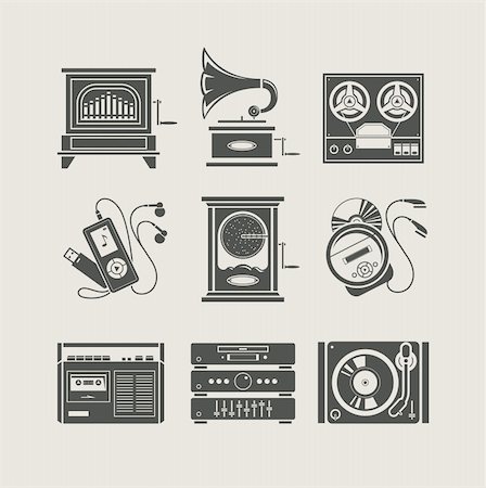 record isolated - musical device set of icon vector illustration Stock Photo - Budget Royalty-Free & Subscription, Code: 400-06087967