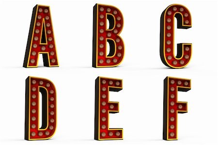 Alphabet Set - Part 1 with lights turned off including clipping paths for each letter Photographie de stock - Aubaine LD & Abonnement, Code: 400-06088103