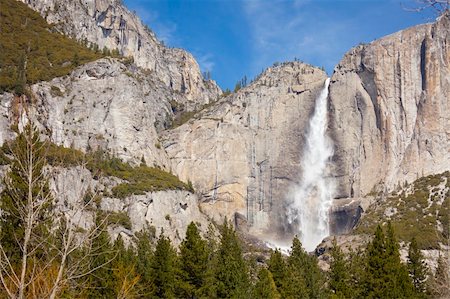 Upper Falls at Yosemite on a Spring Day. Foto de stock - Super Valor sin royalties y Suscripción, Código: 400-06088122