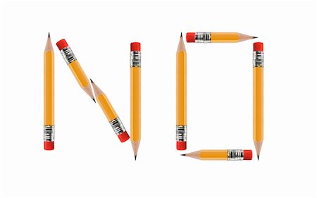 simsearch:400-06138260,k - short Pencils isolated on white background arranged to spell No. Stock Photo - Budget Royalty-Free & Subscription, Code: 400-06088178