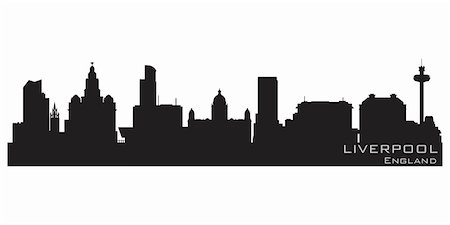 european city outline - Liverpool, England skyline. Detailed vector silhouette Stock Photo - Budget Royalty-Free & Subscription, Code: 400-06088196