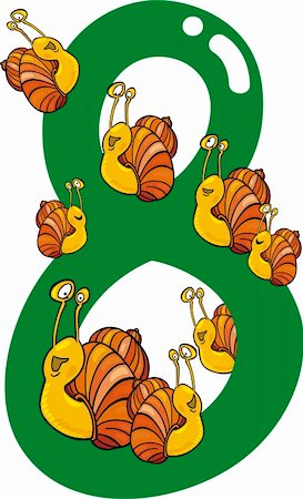 preliminary - cartoon illustration with number eight and snails Stock Photo - Budget Royalty-Free & Subscription, Code: 400-06088447