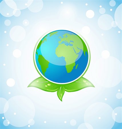 simsearch:614-06813414,k - Illustration of green earth with leaves - vector Photographie de stock - Aubaine LD & Abonnement, Code: 400-06088475