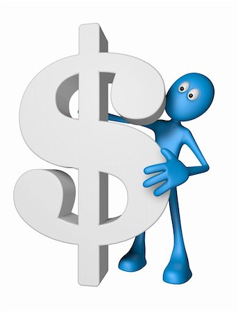 simsearch:400-04366290,k - blue guy and dollar symbol - 3d illustration Photographie de stock - Aubaine LD & Abonnement, Code: 400-06088629