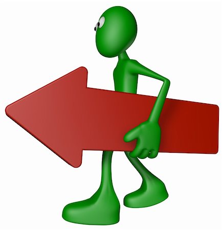 directional arrow boards - green guy carries red arrow - 3d illustration Stock Photo - Budget Royalty-Free & Subscription, Code: 400-06088637