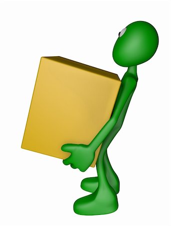 simsearch:400-07975467,k - green guy is holding a box - 3d illustration Stock Photo - Budget Royalty-Free & Subscription, Code: 400-06088632