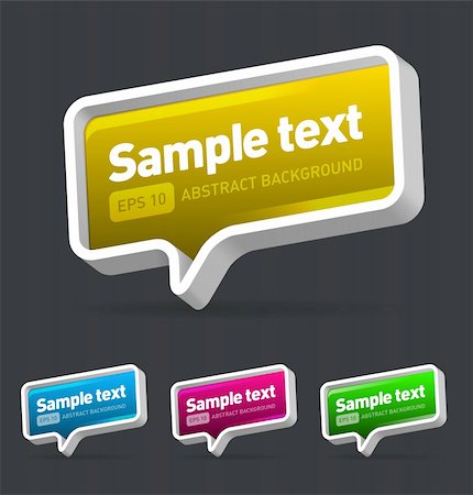 Set of Coloured vector speech bubbles with sample text Stock Photo - Budget Royalty-Free & Subscription, Code: 400-06088646