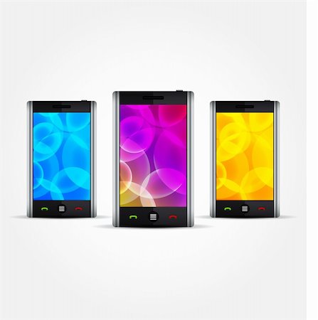 simsearch:400-06568351,k - Set of  Vector Cellphones with colored displays Stockbilder - Microstock & Abonnement, Bildnummer: 400-06088643