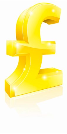 simsearch:400-05298747,k - Illustration of a big shiny gold Pound Sterling currency sign Fotografie stock - Microstock e Abbonamento, Codice: 400-06088869