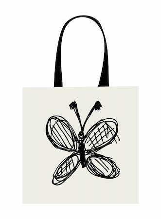 simsearch:400-04141987,k - Shopping bag design, funny butterfly sketch Photographie de stock - Aubaine LD & Abonnement, Code: 400-06080191