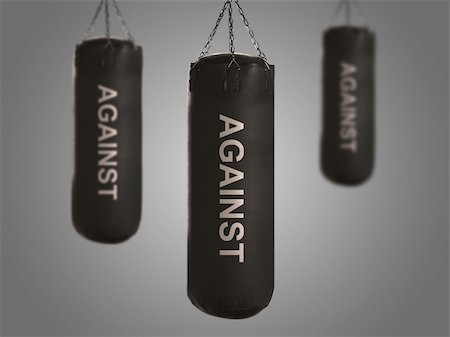 boxing punch bag on gray background Stock Photo - Budget Royalty-Free & Subscription, Code: 400-06080243