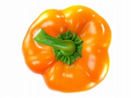 simsearch:400-07295971,k - Top view Orange bell pepper isolated on white background Stock Photo - Budget Royalty-Free & Subscription, Code: 400-06080269