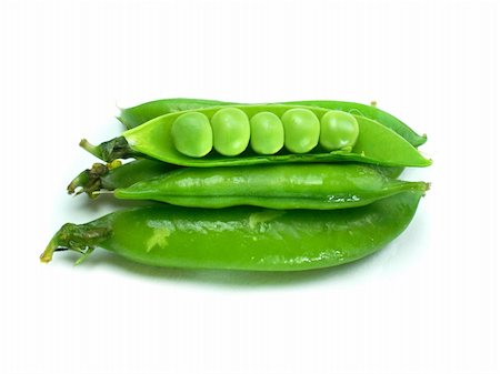 Fresh green pea pod and peas isolated on white background. Stock Photo - Budget Royalty-Free & Subscription, Code: 400-06080282