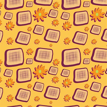 penzurova (artist) - Seamless background with squares and flowers, vector, illustration Foto de stock - Super Valor sin royalties y Suscripción, Código: 400-06080311