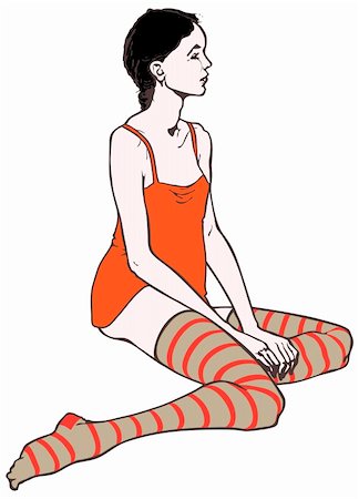 Naked young woman in underwear and tights, vector illustration Photographie de stock - Aubaine LD & Abonnement, Code: 400-06080368