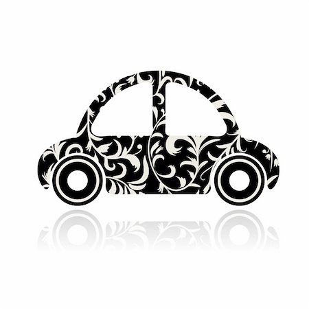 Vintage black car with floral ornament for your design Stock Photo - Budget Royalty-Free & Subscription, Code: 400-06080597