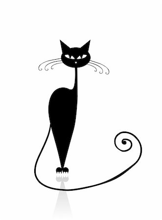simsearch:400-04334230,k - Black cat silhouette for your design Foto de stock - Super Valor sin royalties y Suscripción, Código: 400-06080599