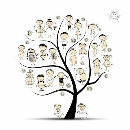 family grandparents black - Family tree, relatives, people sketch Stock Photo - Budget Royalty-Free & Subscription, Code: 400-06080614