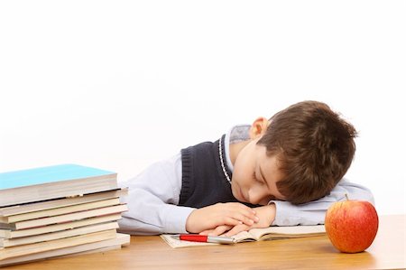 simsearch:400-05078169,k - Small student asleep over homework Fotografie stock - Microstock e Abbonamento, Codice: 400-06080784