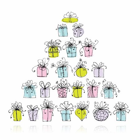 Pyramid from gift boxes for your design Stock Photo - Budget Royalty-Free & Subscription, Code: 400-06080914