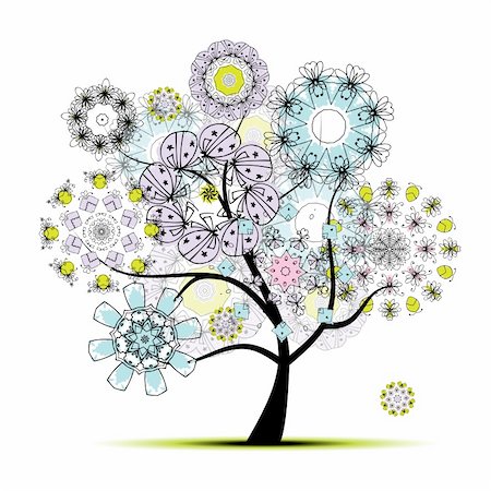 simsearch:400-05704843,k - Floral art tree for your design Stockbilder - Microstock & Abonnement, Bildnummer: 400-06080923