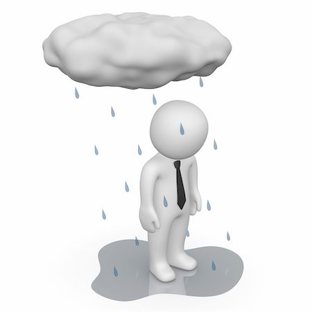 puddle in the rain - 3d man standing under small rain cloud. Stock Photo - Budget Royalty-Free & Subscription, Code: 400-06080954