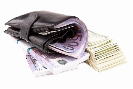 Image of a wallet  with euros and  dollars Stock Photo - Budget Royalty-Free & Subscription, Code: 400-06081007
