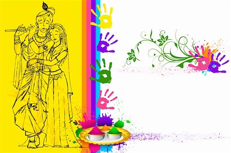 illustration of Radha Krishna on holi wallpaper Stock Photo - Budget Royalty-Free & Subscription, Code: 400-06081228