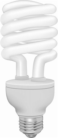 simsearch:400-04349341,k - Energy saving fluorescent light bulb on white background. Photo-Real. Photographie de stock - Aubaine LD & Abonnement, Code: 400-06081234