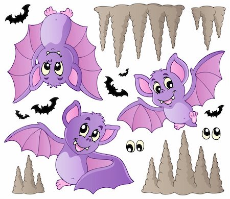 stalagmite - Cartoon bats collection - vector illustration. Stock Photo - Budget Royalty-Free & Subscription, Code: 400-06081426